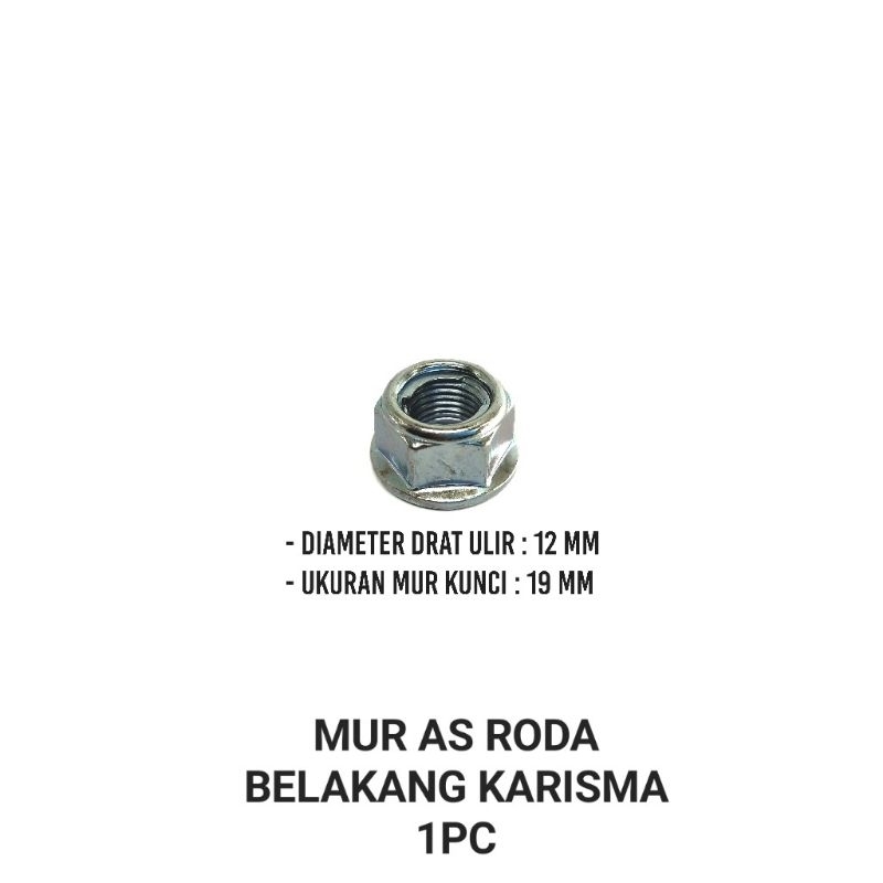 Mur As Roda Belakang 12mm Kunci ''19 (Harga Per 1 Biji) - Mor Baut Baud Nut Kancing Konci Ban Roda T