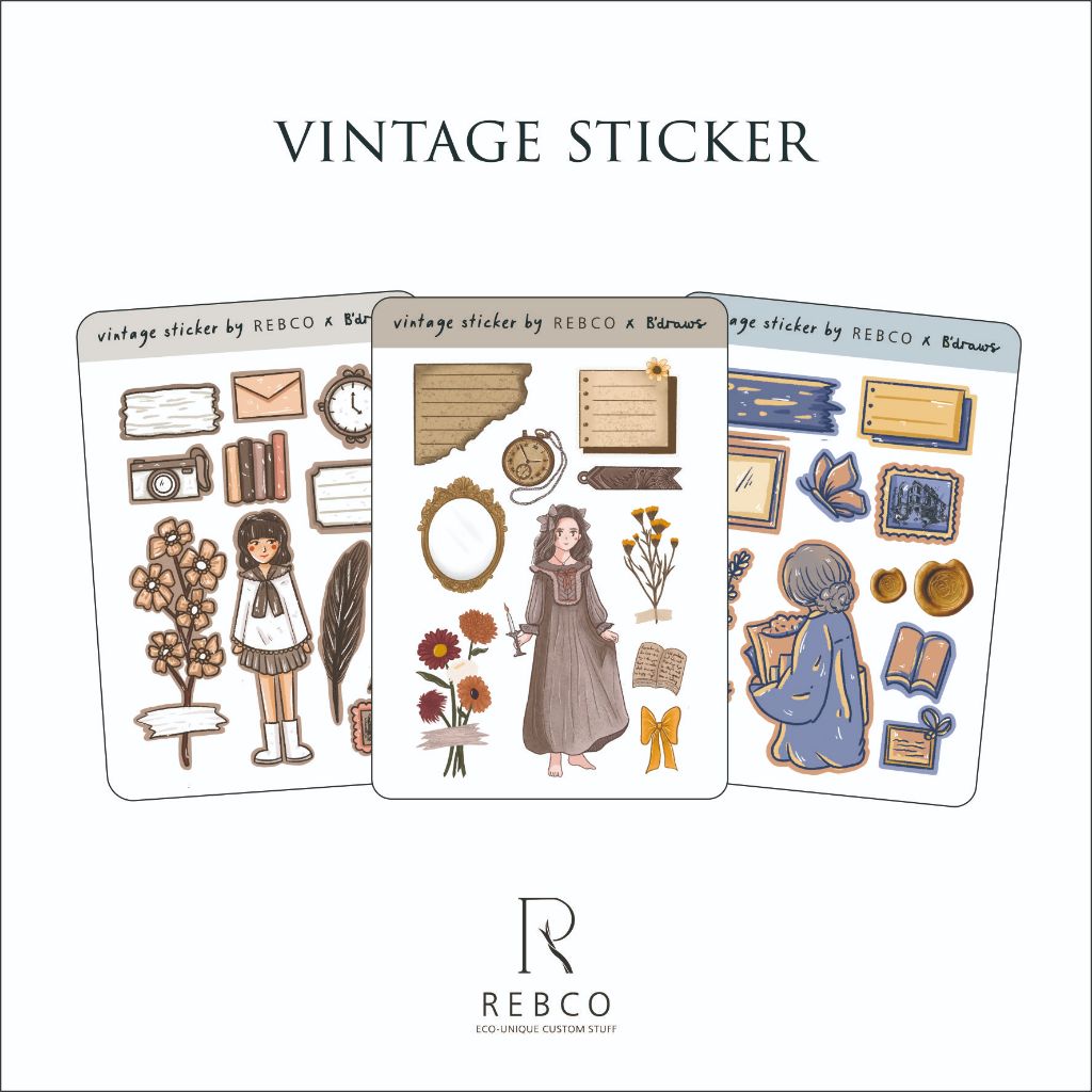 Vintage sticker pack by Rebco | girl aesthetic sticker stiker | sticker aesthetic journal | stiker j