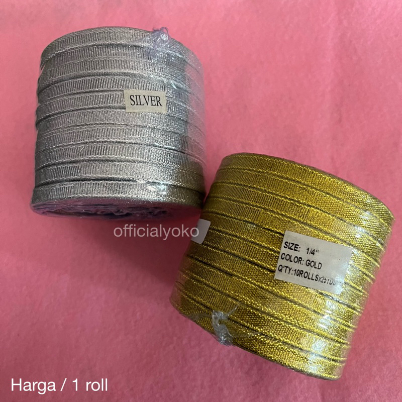 

1 Roll Pita Glitter Silver / Gold • 1/4” (ukuran ada di gambar)