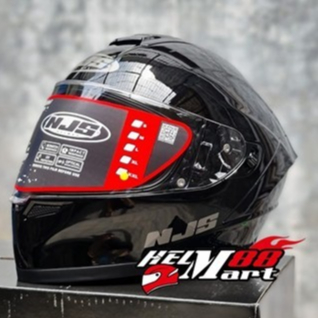 HELM NJS ZX-1 Solid BLACK GLOSSY Hitam NJS ZX-1 Solid Helm Fullface