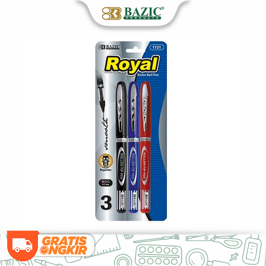 

Bazic Royal Assorted Color Rollerball Pen (3/Pack) - Pulpen