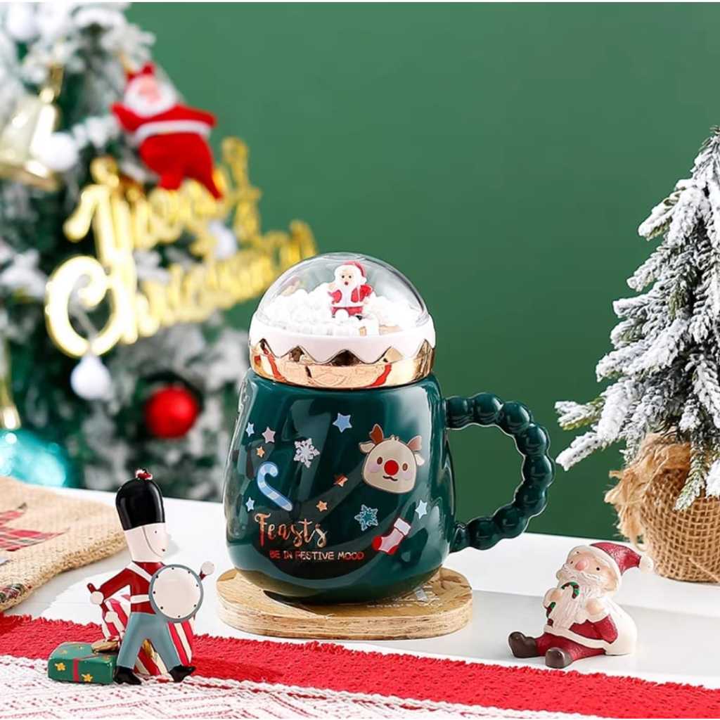 Snowball Christmas Mug Santa Claus / Gelas Christmas Kado Natal Merry Christmas / Hampers Natal /  Christmas Gift