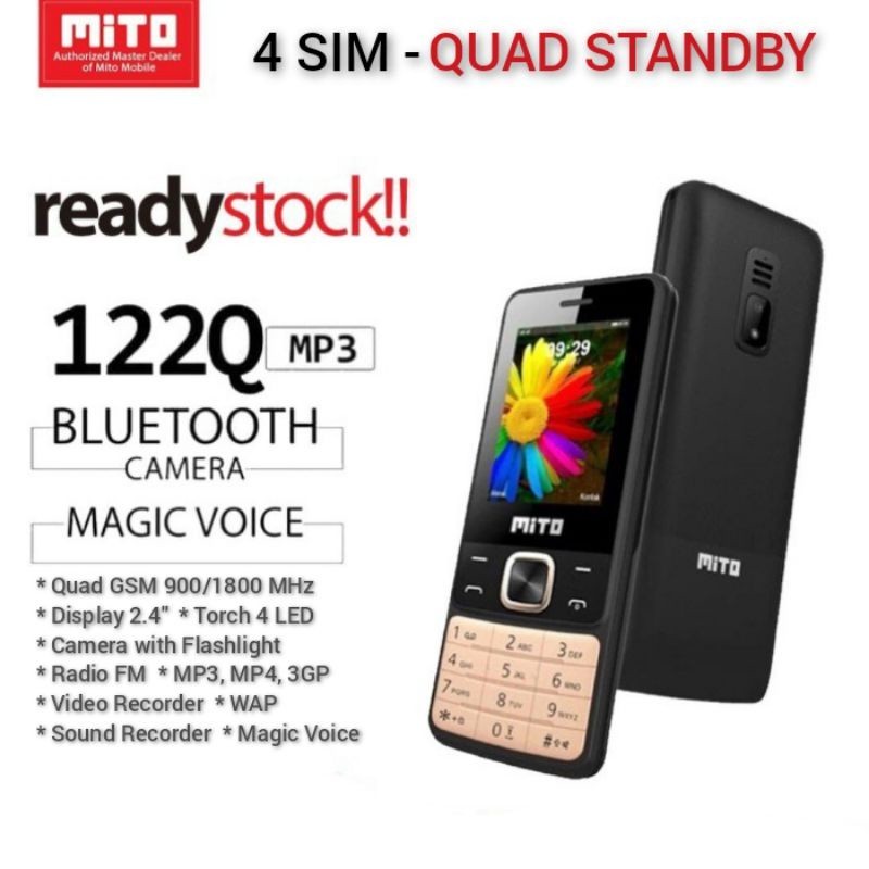 Handphone Tombol MITO 122Q CANDYBAR 4 SIM MAGIC - 122q