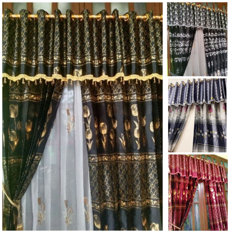 Gorden Bout Mewah Tebal Model Poni Pisah Smokring Gorden Jendela & Pintu Minimalis Elegan