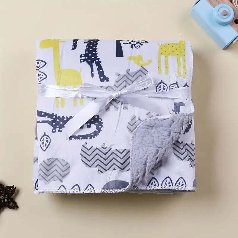 Selimut Bayi Lembut Double Fleece Dua Lapis Bahan Tebal Selimut Bulu