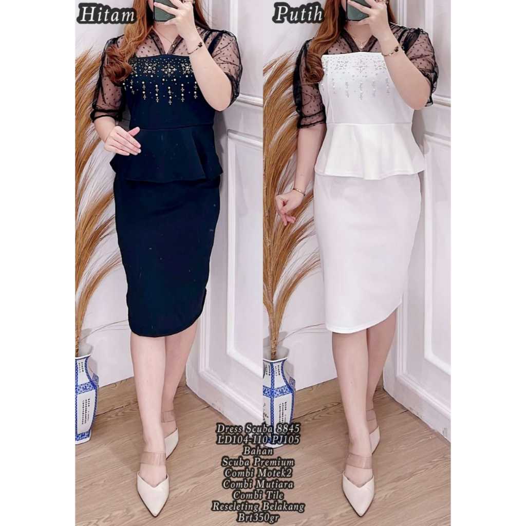 Dress Scuba 8019 8020 - Baju Natal - Ukuran Jumbo Big Size - Bahan Premium Brukat Import - Sangat Melar