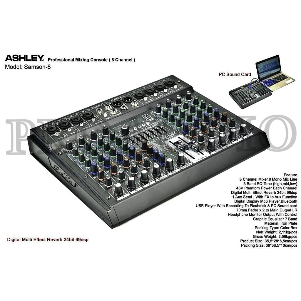 Mixer ASHLEY SAMSON 8 / SAMSON8 / SAMSON-8 8 CHANNEL ORIGINAL ASHLEY