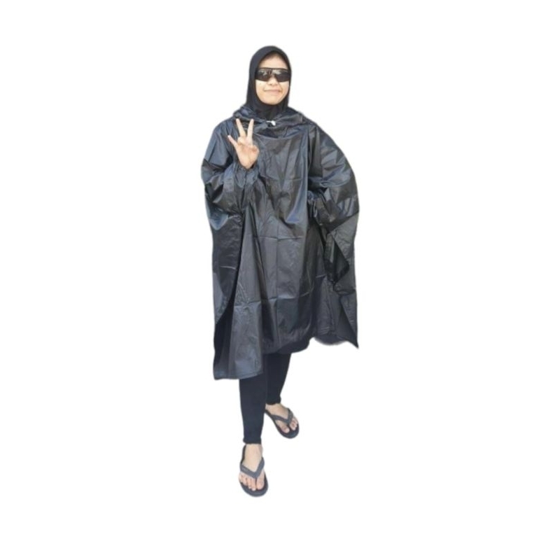 JAS MANTEL HUJAN PONCO BLACK LENGAN - DUA KEPALA 100% ORIGINAL