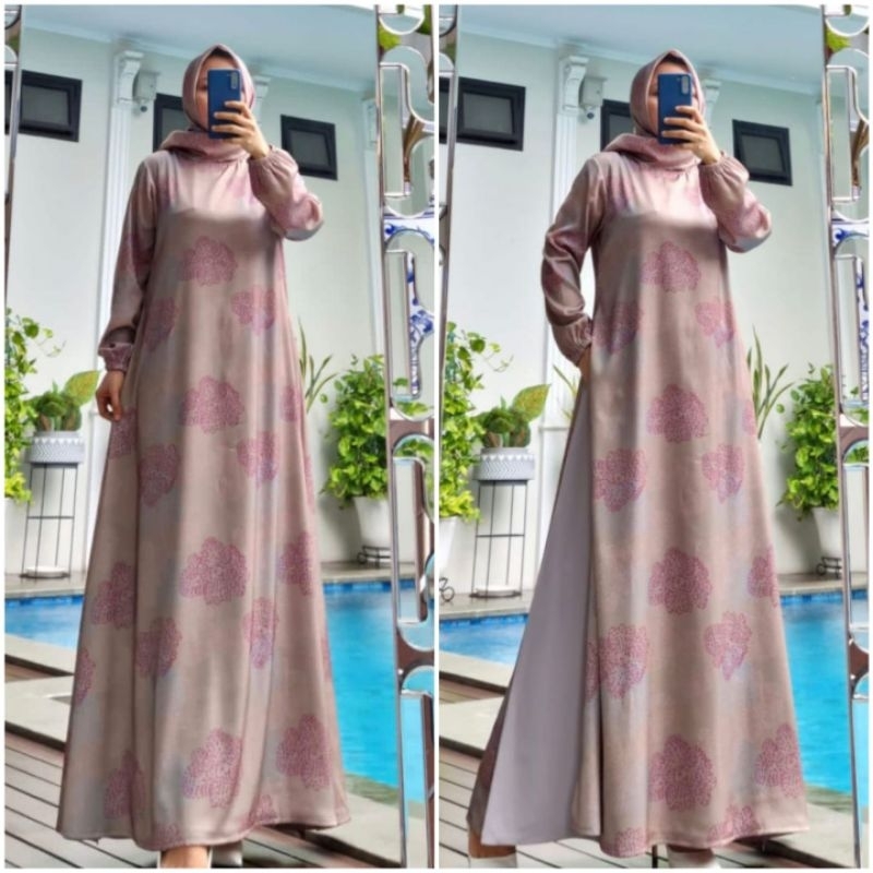 Gamis original by edness kayla exclusive maxy cewek Bahan Hanaya print size m l xl mewah casual