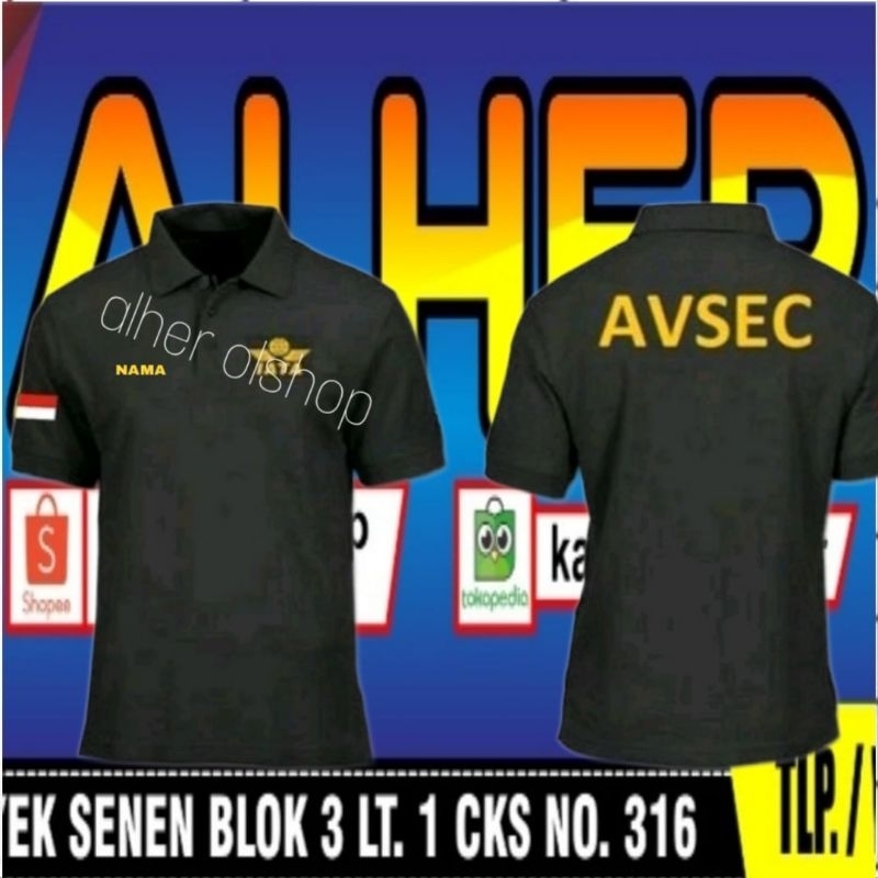 Kaos Avsec baju AVSEC kaos kerah AVSEC polo shirt AVSEC poloshirt AVSEC kaos katun AVSEC baju polo A