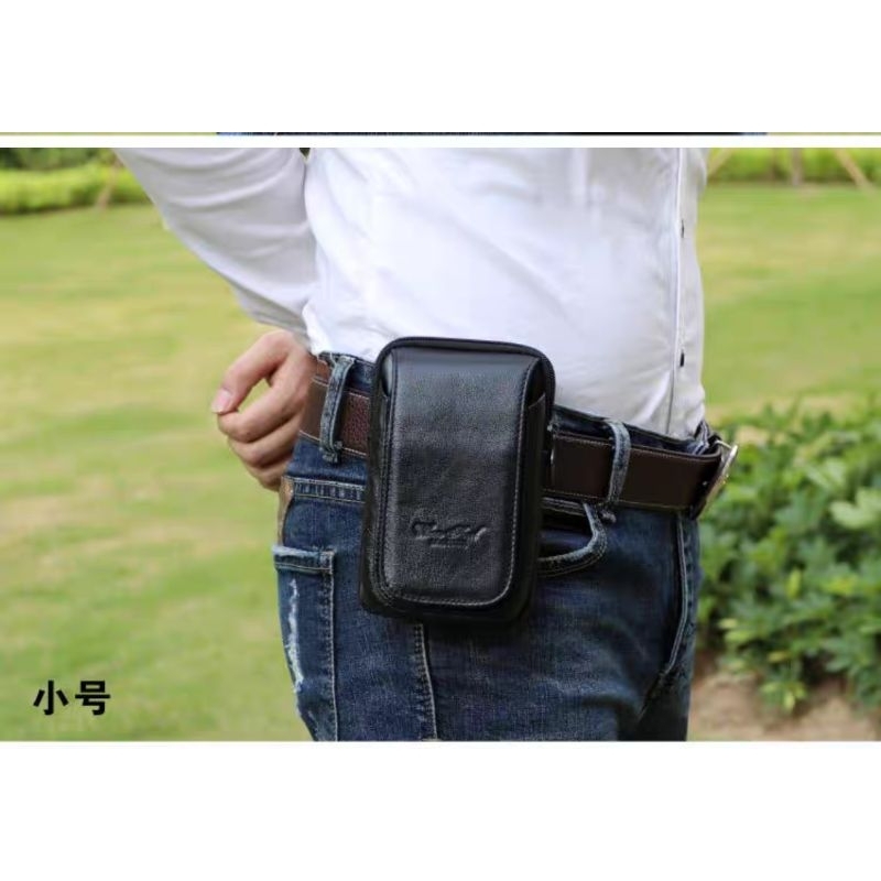 Tas hp pria kulit sapi asli premium import/Sarung handphone tali sabuk #2379