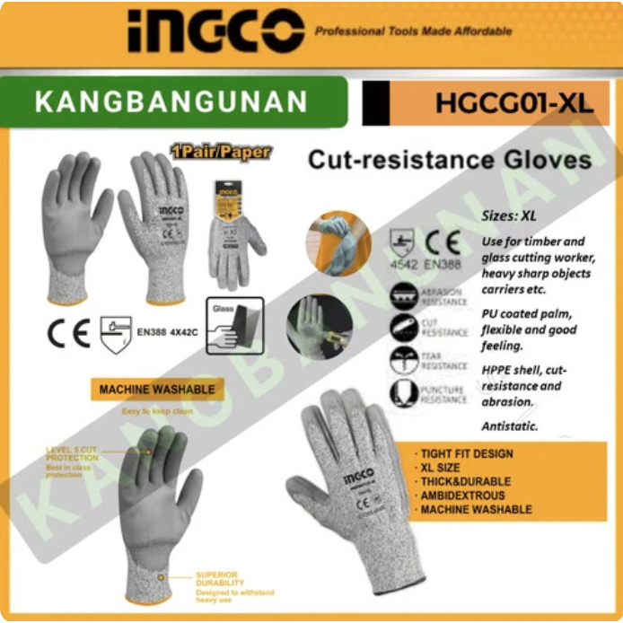 Cut Resistant Gloves INGCO HGCG01 Sarung Tangan Anti Pisau Bacok Tusuk