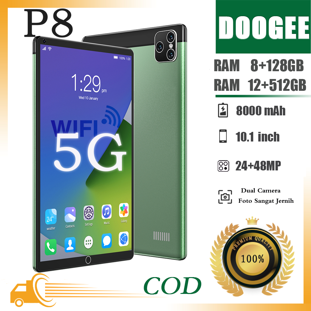 【COD】Murah tablet pc Asli P8 Baru 12GB + 512GB 8000mAh 48MP tablet android 10.1 Inci Layar Full Screen Layar Besar Wifi 5G Dual SIM Tablet