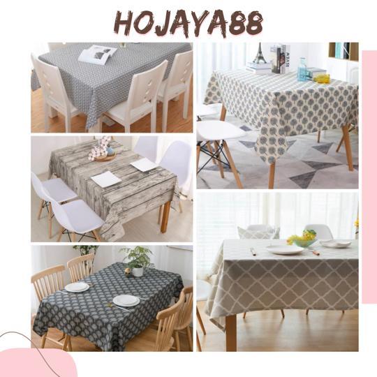 Taplak Meja Makan Modern Alas Meja Makan  bahan Kain Linen Ukuran 140 x 180 cm Dekorasi Meja Makan E