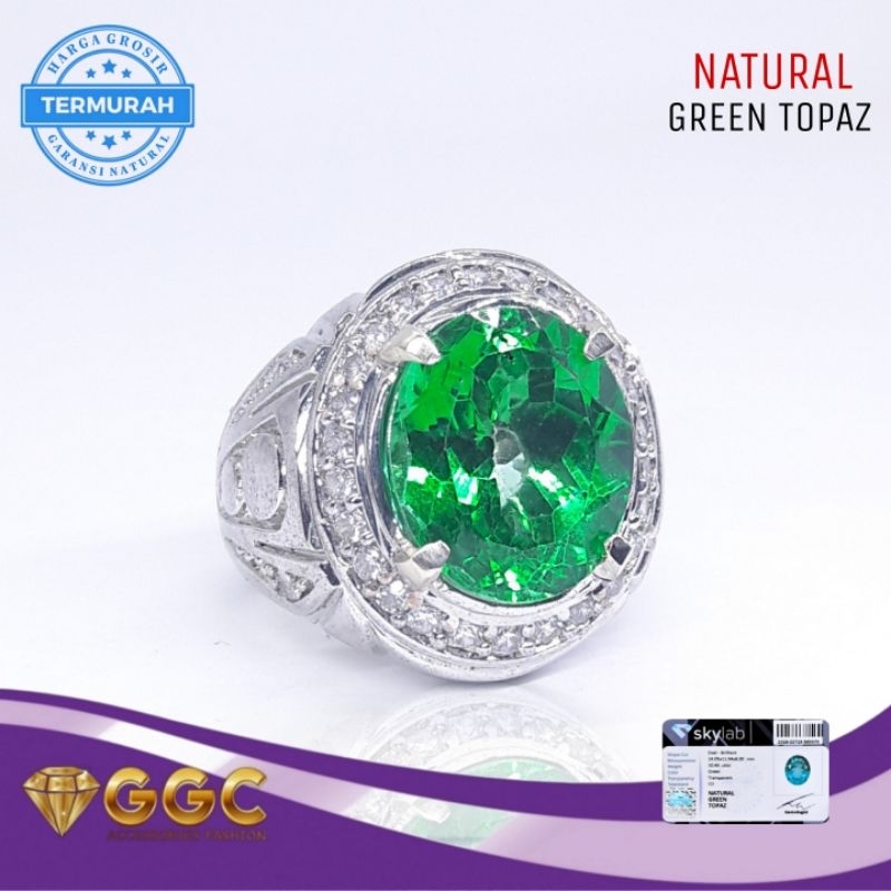 Cincin Batu Natural Green Topaz Include Memo