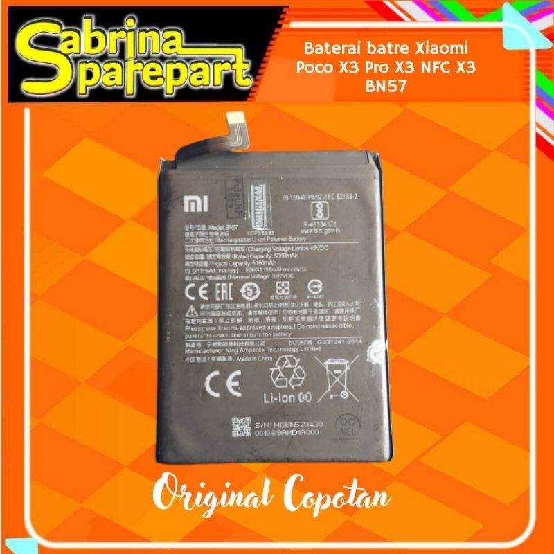 Baterai batre Xiaomi Poco X3 Pro X3  BN57 copotan
