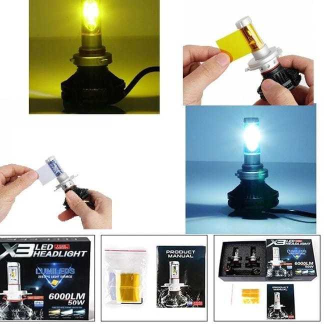 (Acc_Kita) Lampu LED X3 Original ZES Mobil H1 H7 HB4 9006 3 Warna