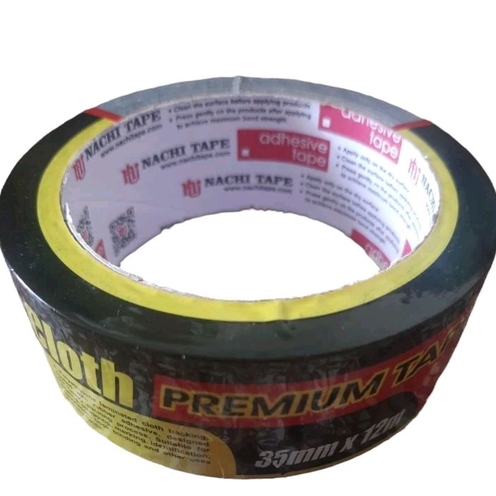 

Cloth Tape Nachi 35mm x 12 M / Lakban kain hitam nachi 1 1/2inch