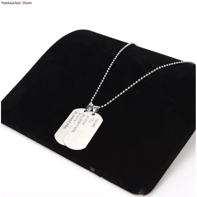 PREMIUM KALUNG TITANIUM PRIA STAINLESS STEEL BIJI LADA LIONTIN ARMY DABEL ANTI KARAT