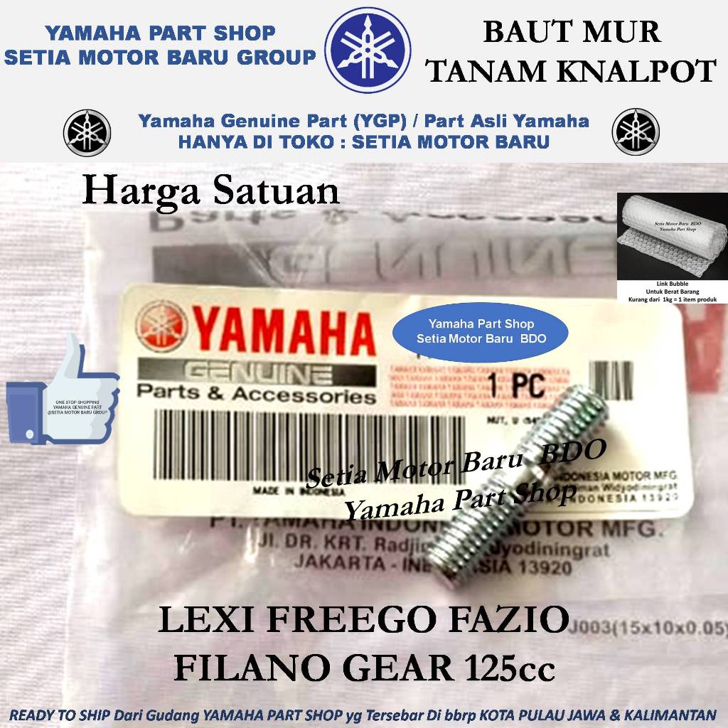 Baut Bolt Mur Tanam Knalpot Freego Fazio Filano Lexi Gear 125cc Asli Yamaha Bandung