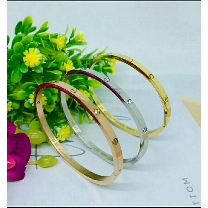 Gelang titanium ASLI / gelang wanita anti karat kekinian / gelang tangan / gelang titanium
