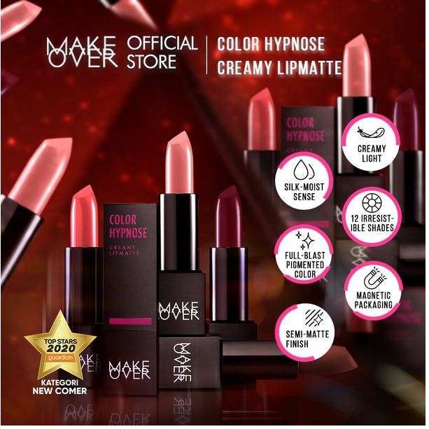 MAKE OVER LIPSTICK - COLOR HYPNOSE CREAMY LIP MATTE // JSELECTIV X JHON KOSMETIK // Lipstik Batang M