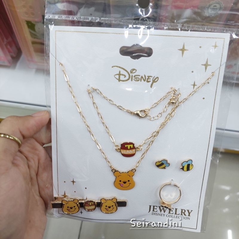Set Kalung Gelang Cincin Anting Jepit Disney Winnie The Pooh Kado Hadiah Unik Mr.DIY