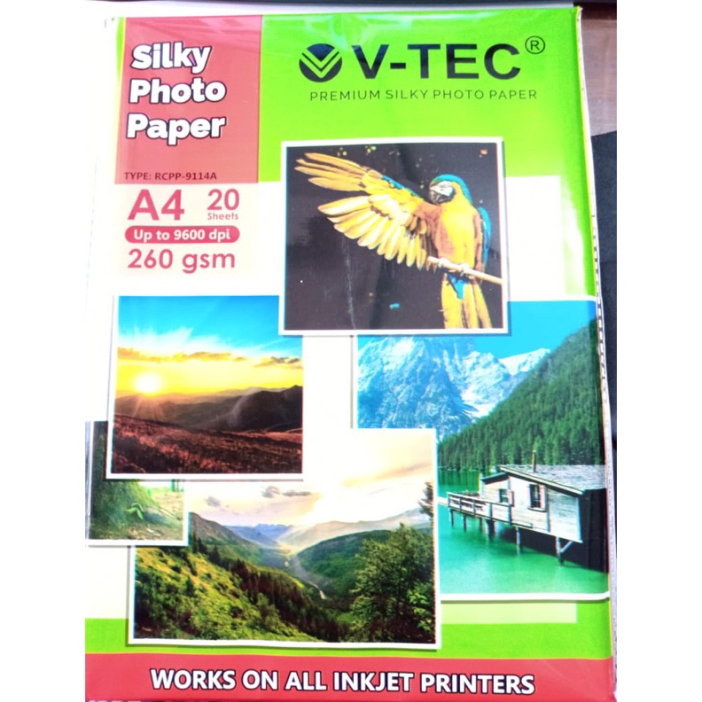 

Terbaik (1 Pack) Kertas Foto doff / Photo Paper v-tec - Silky A4 260gsm !
