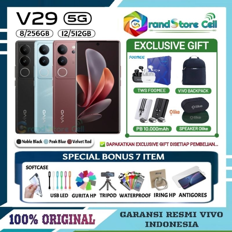 VIVO V29 5G RAM 8/256 GB | VIVO V 29 5G RAM 12/512 GB GARANSI RESMI VIVO INDONESIA