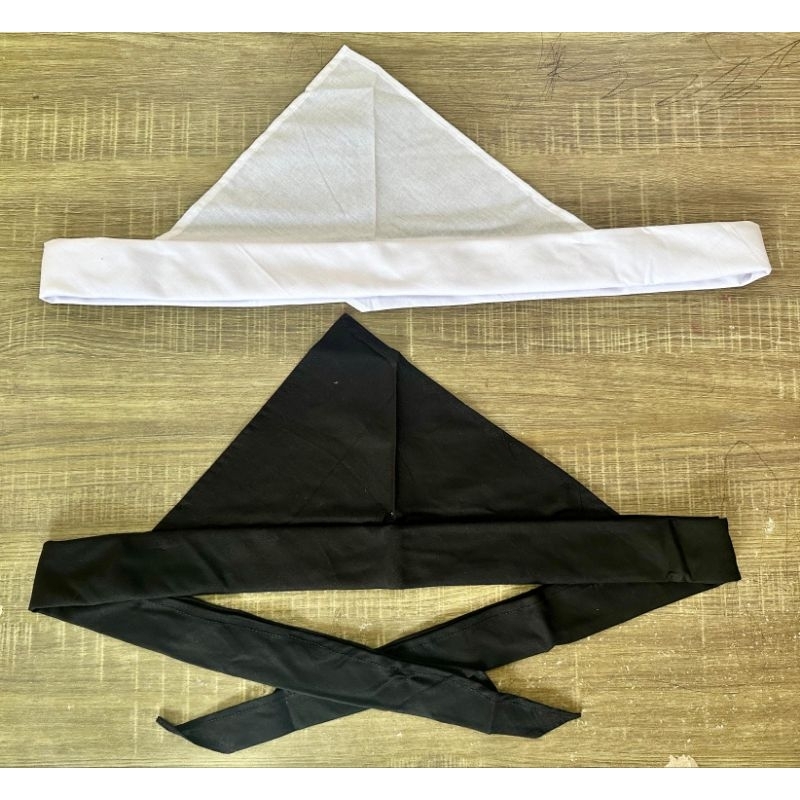 [ GA Gallery ] Udeng Setengah Jadi Lembaran Segitiga Putih & Hitam Sibakan & Bungkulan