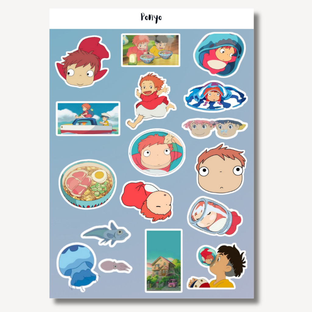 

Sticker Tumblr Studio Ghibli Pony 17 pcs Uk. A5 A6 anime jepang sticker aesthetic Vinyl waterproof dekorasi