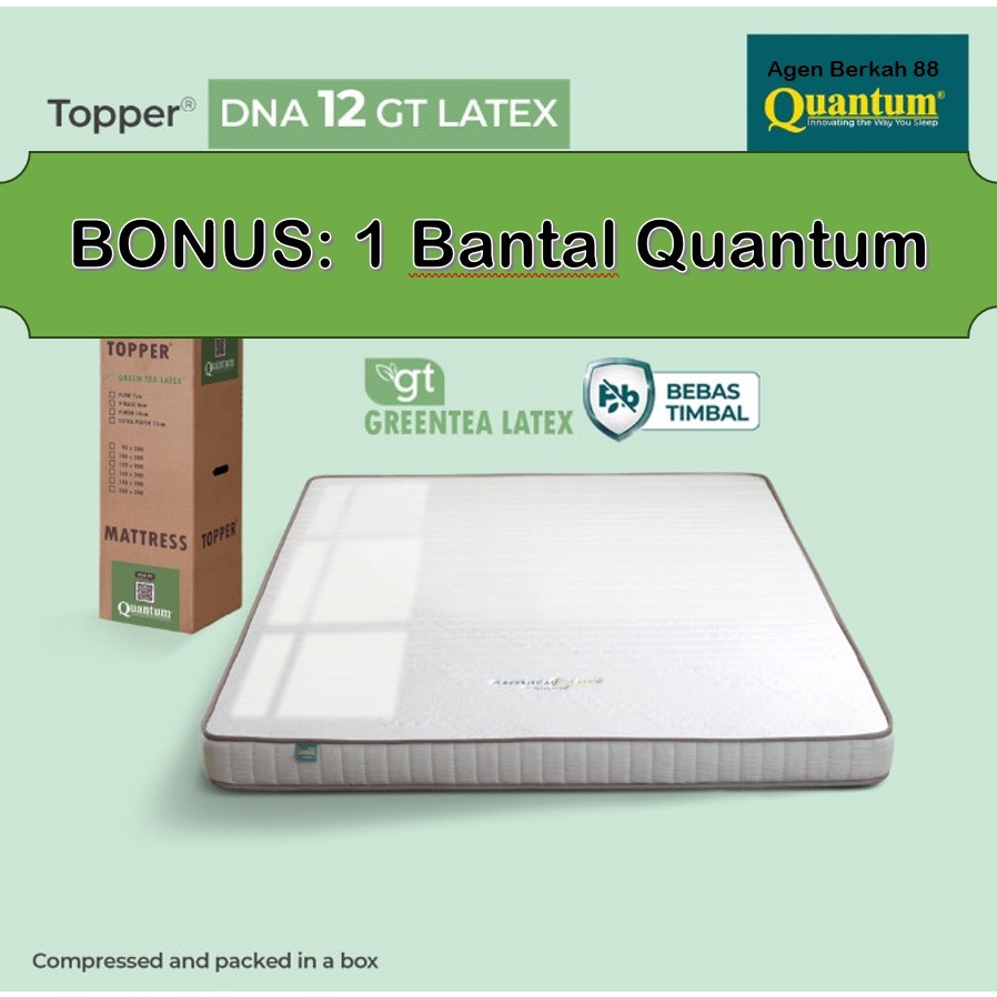 RB Quantum Topper Greentea Latex DNA 12 CM dan DNA 8 CM Kasur Latex Tebal 8 cm dan 12 cm 90 100 120