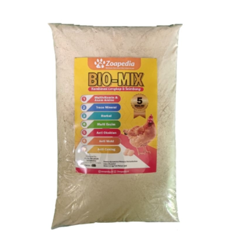 Premix Pakan Ayam-Suplemen Pakan Untuk Ayam Petelur, Bebek Petelur, Puyuh Petelur Merk Bio-Mix 3KG