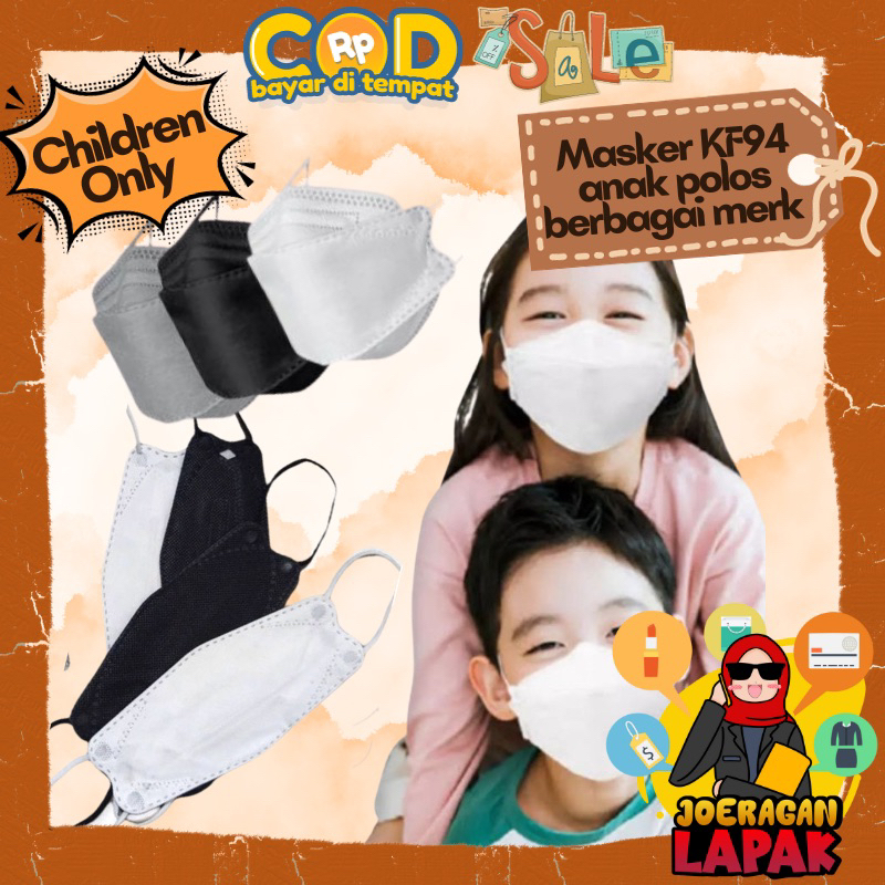 [JOERAGAN LAPAK] MASKER KF94 ANAK CAREION YNB POLOS ISI 10PCS LARIS HITAM PUTIH Y&B
