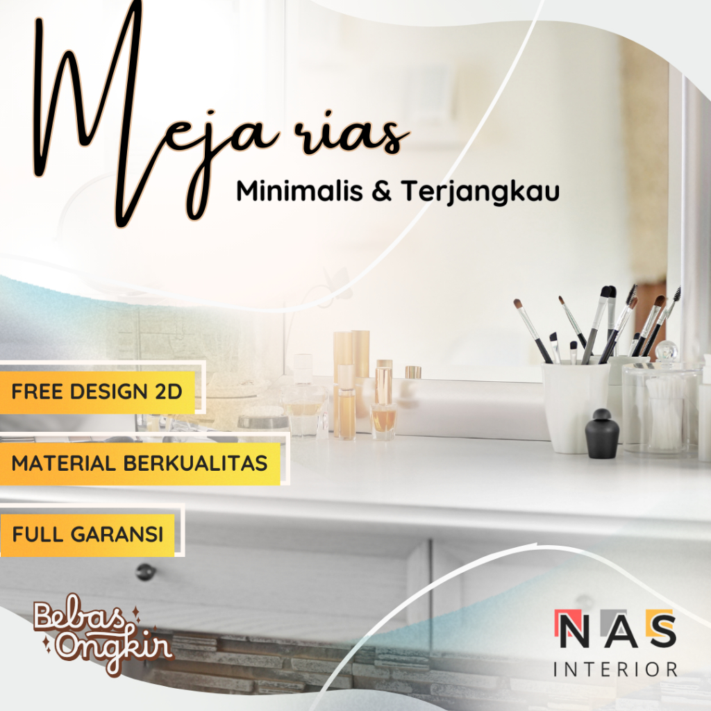 NAS Custom Meja Rias Minimalis HPL | Meja Gamers | Meja Kerja | Meja Makan | Furniture Berkualitas M