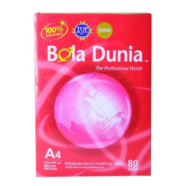 

Kertas HVS A4 80gr Bola Dunia (1Rim/500 Lembar)