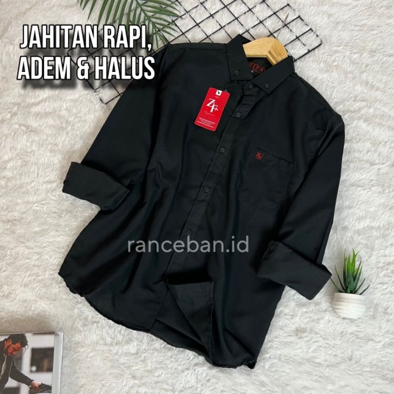 Baju Kemeja Hem Hitam Pria Cowok Lengan Panjang Polos Kemeja Polos Hitam Lengan Panjang Pria