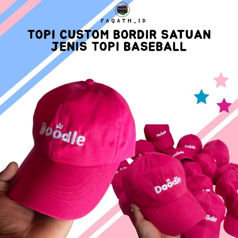 topi custom bordir satuan nama anak dan dewasa unisex topi baseball bordir nama