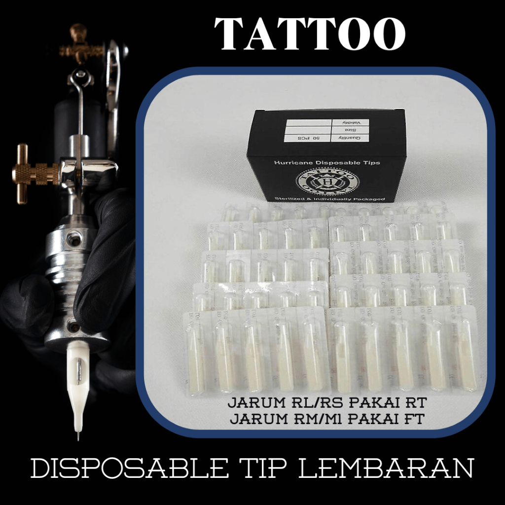 Dispo Tip Plastik Jarum Tato Tattoo Needle Mesin Koil Lembaran Eceran