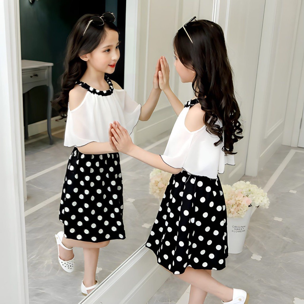 Dress  Anak Polka Simple Luxury || Dress Anak Perempuan