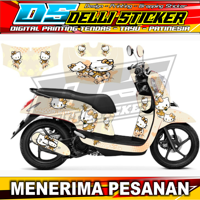 Stiker Full Body Motor Honda Scoopy - Decal Blok Scoopy 2015 - Variasi Gambar Hello Kitty