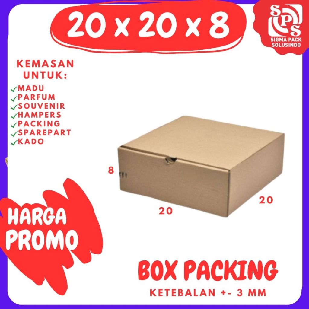 

Kardus 20x20x8 LD box dus packing kotak box pizza 20x20x8 kosmetik zigma pack