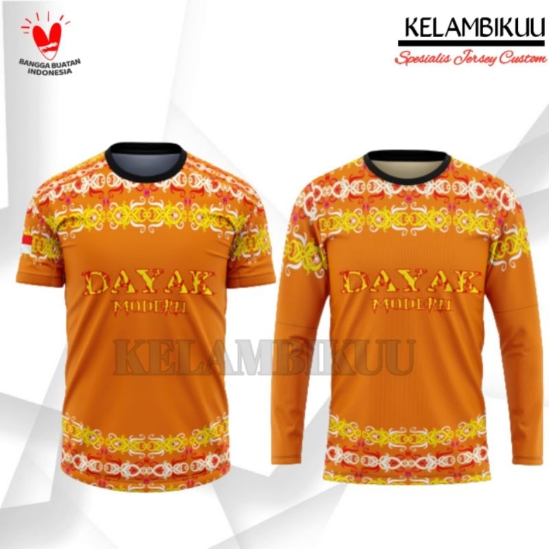 JERSEY MOTIF BATIK DAYAK FULL PRINTING/BAJU KAOS MOTIF DAYAK CUSTOM MURAH/LENGAN PENDEK/LENGAN PANJA