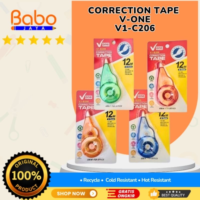 

BABO JAYA CORRECTION TAPE V-ONE V1-C206 / SIZE : 12M x 5MM