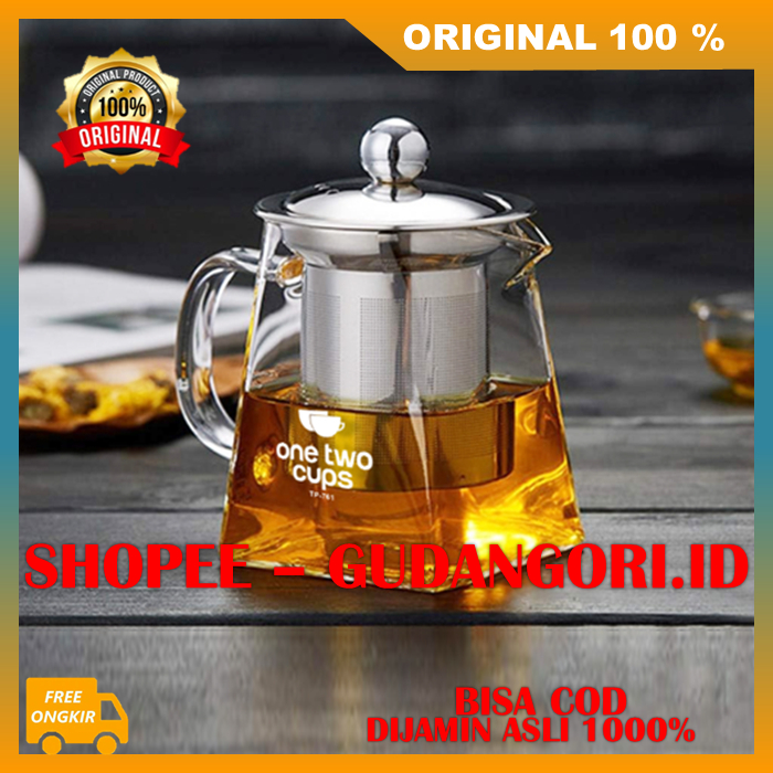 Teko Kaca Tahan Panas Teko Teh Dengan Saringan Teko Filter Penyaring Teh 350 ml ORIGINAL