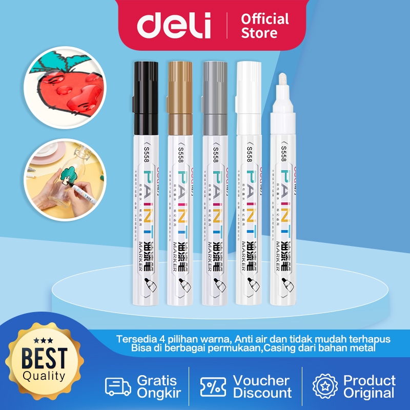 

Deli Permanent Paint Marker / Spidol Gambar Permanen Anti Air Multifungsi S558