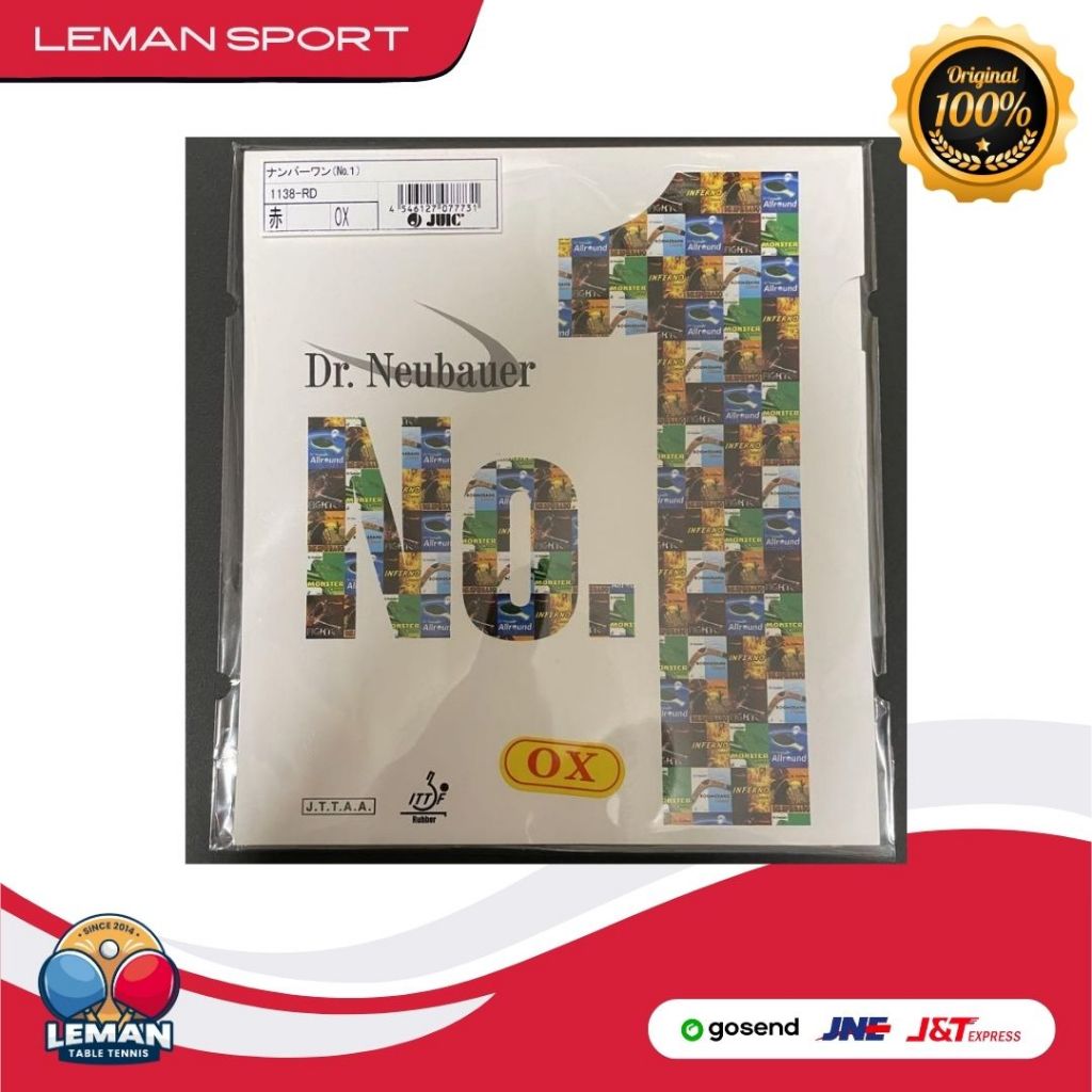 Karet Bat Tenis Meja Pingpong Dr. Neubauer No. 1 OX Bintik - Merah