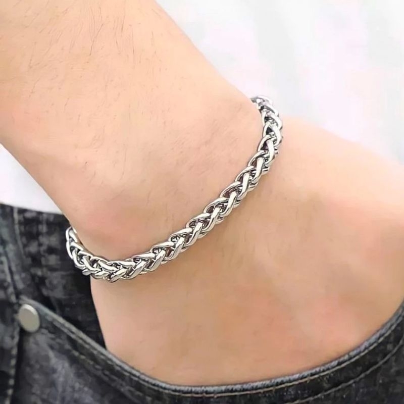 Gelang tangan titanium pria wanita model sisik naga