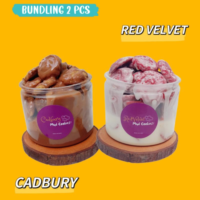 

[BUNDLING 2PCS] Cadbury & Red Velvet Mud Cookies by Bora Dessert | Full Cookies