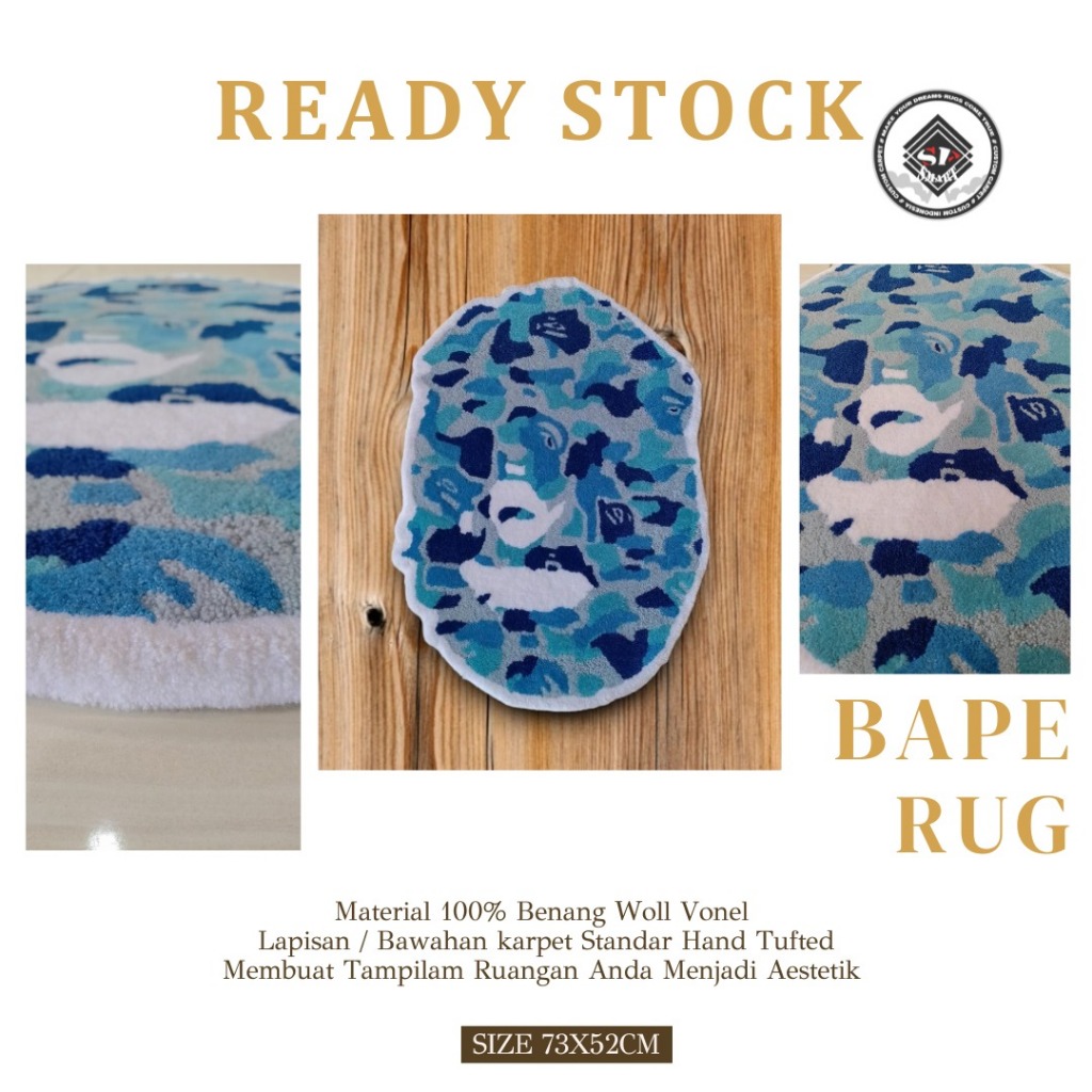KARPET HANDTUFTED BAPE RUG SIZE 70 X 45 CM